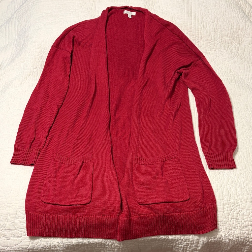 Abound Cherry Red Open Front Cardigan